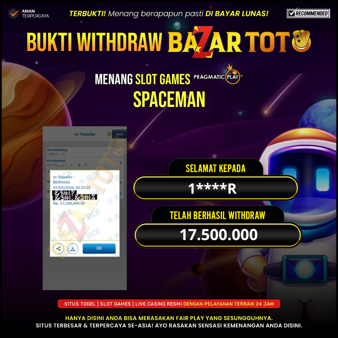 BAZARTOTO - JACKPOT SLOT SPACEMAN Rp.17.500.000.,- LUNAS