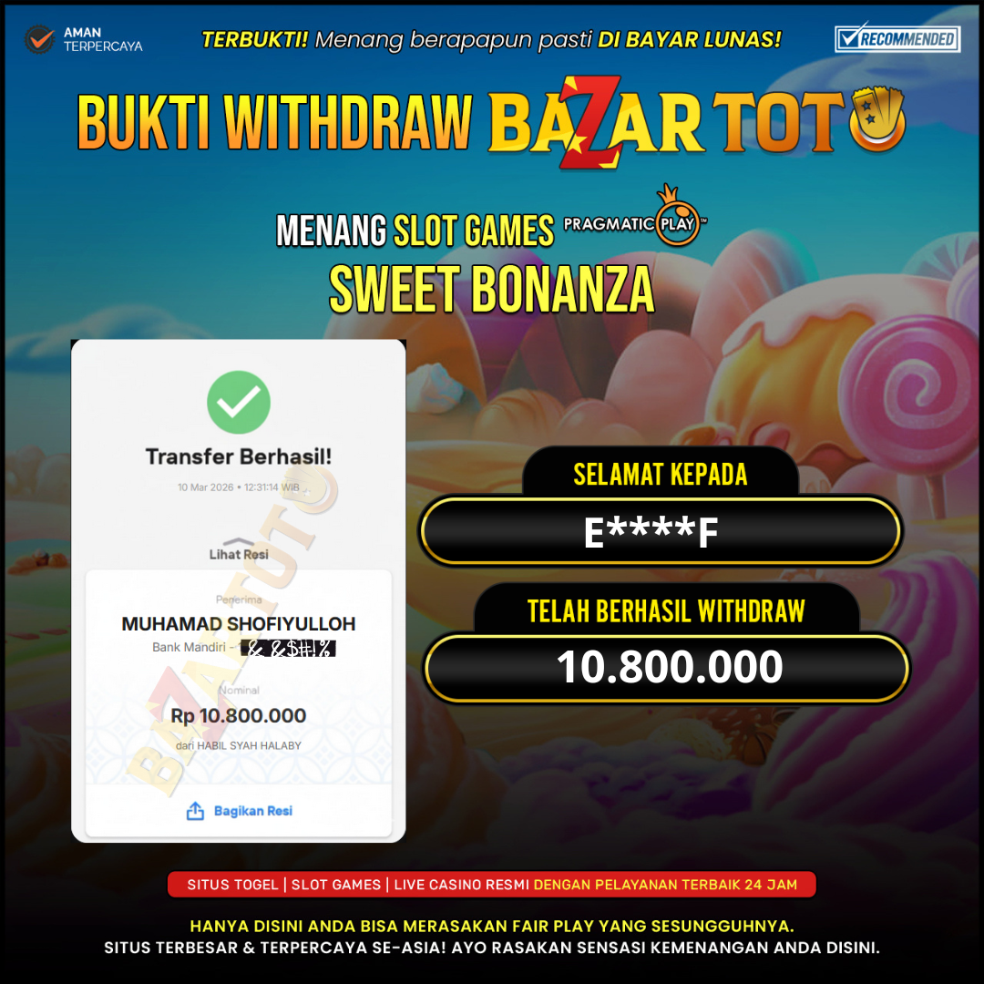 BAZARTOTO - JACKPOT SLOT SWEET BONANZA Rp.10.800.000.,- LUNAS