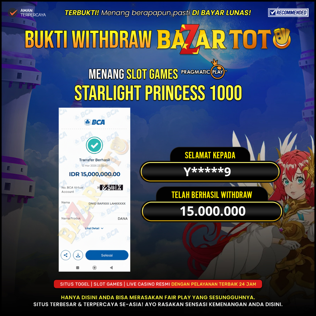 BAZARTOTO - JACKPOT SLOT STARLIGHT PRINCESS 1000 Rp.15.000.000.,- LUNAS