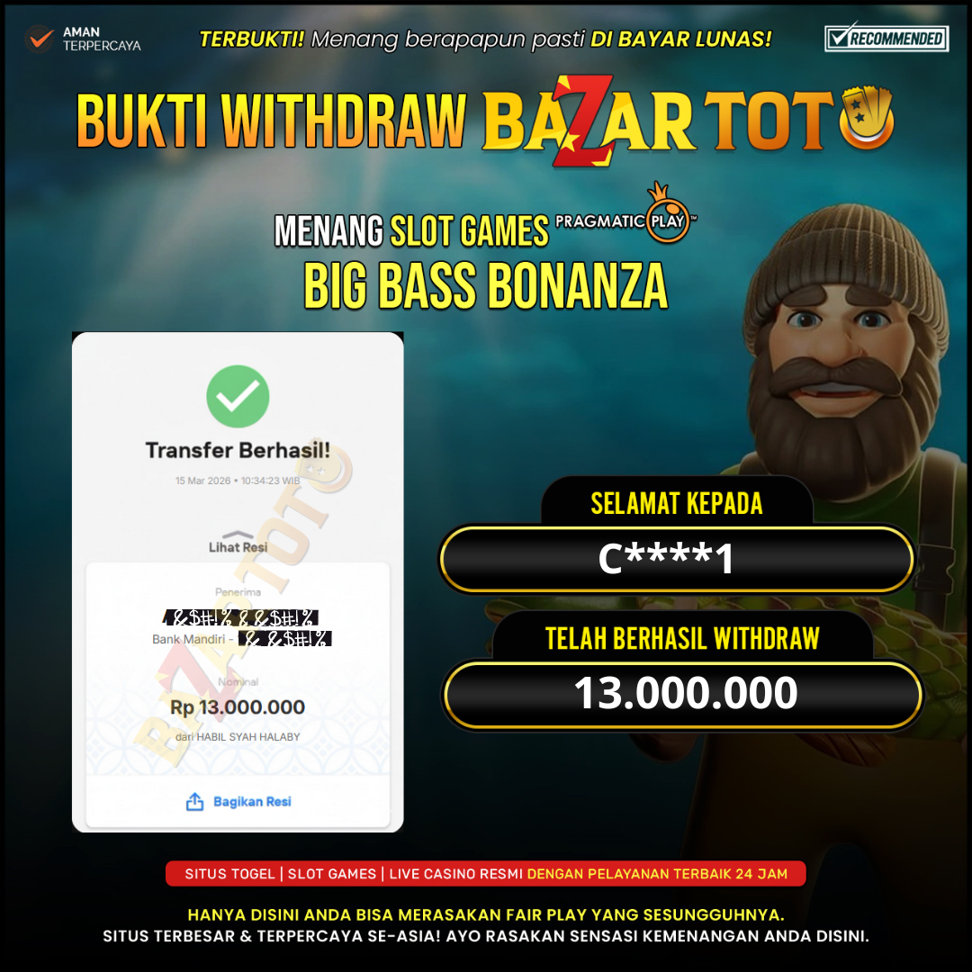 BAZARTOTO - JACKPOT SLOT BIG BASS BONANZA Rp.13.000.000.,- LUNAS