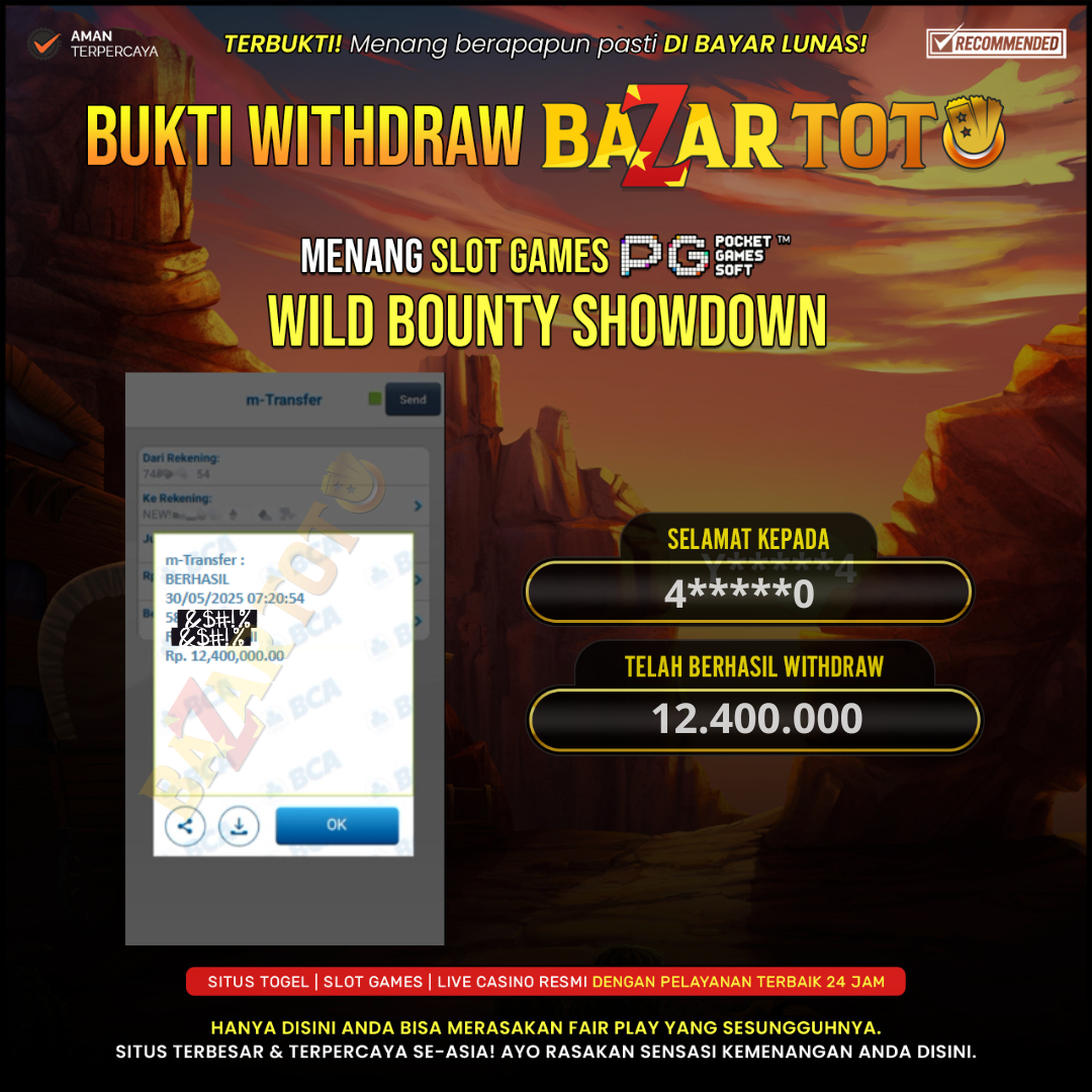 BAZARTOTO - JACKPOT SLOT WILD BOUNTY SHOWDOWN Rp.12.400.000.,- LUNAS