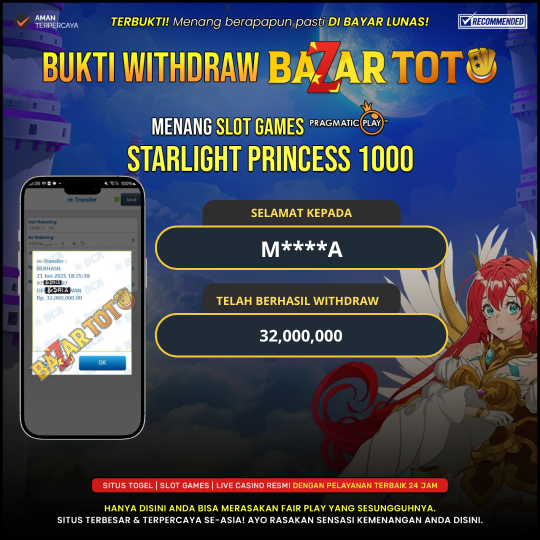 BAZARTOTO - JACKPOT SLOT STARLIGHT PRINCESS 1000 Rp.32.000.000.,- LUNAS