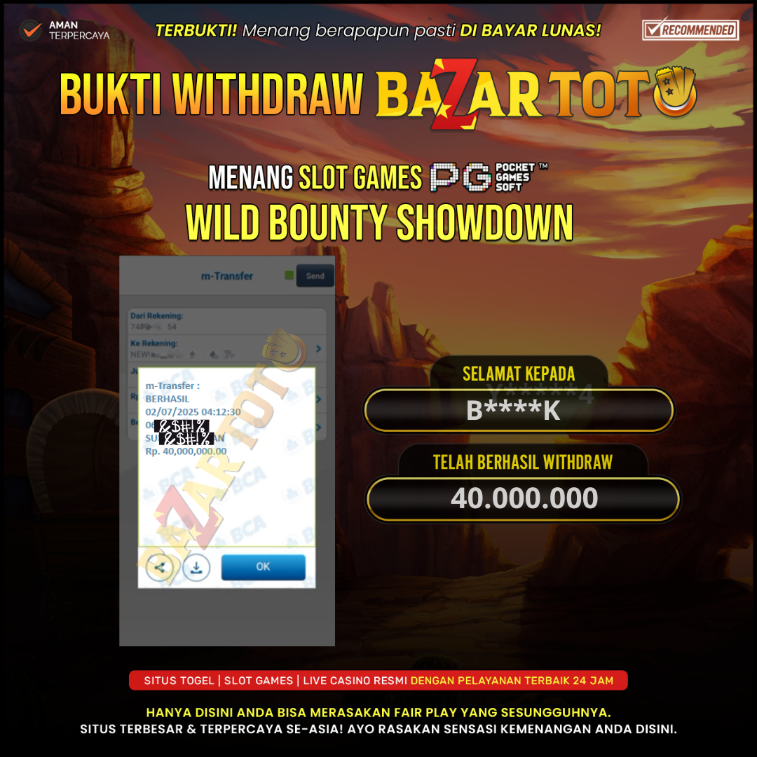 BAZARTOTO - JACKPOT SLOT WILD BOUNTY SHOWDOWN Rp.12.400.000.,- LUNAS