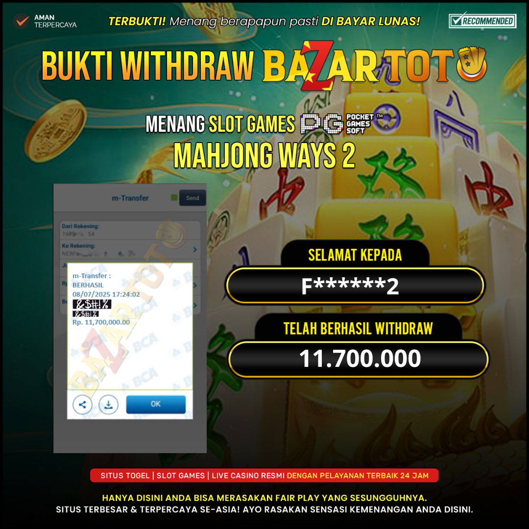 BAZARTOTO - JACKPOT SLOT MAHJONG WAYS 2 Rp.11.700.000.,- LUNAS