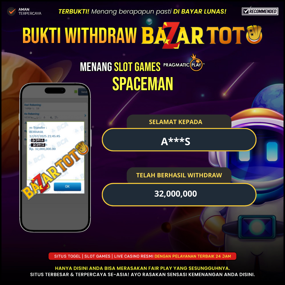 BAZARTOTO - JACKPOT SLOT SPACEMAN Rp.32.000.000.,- LUNAS