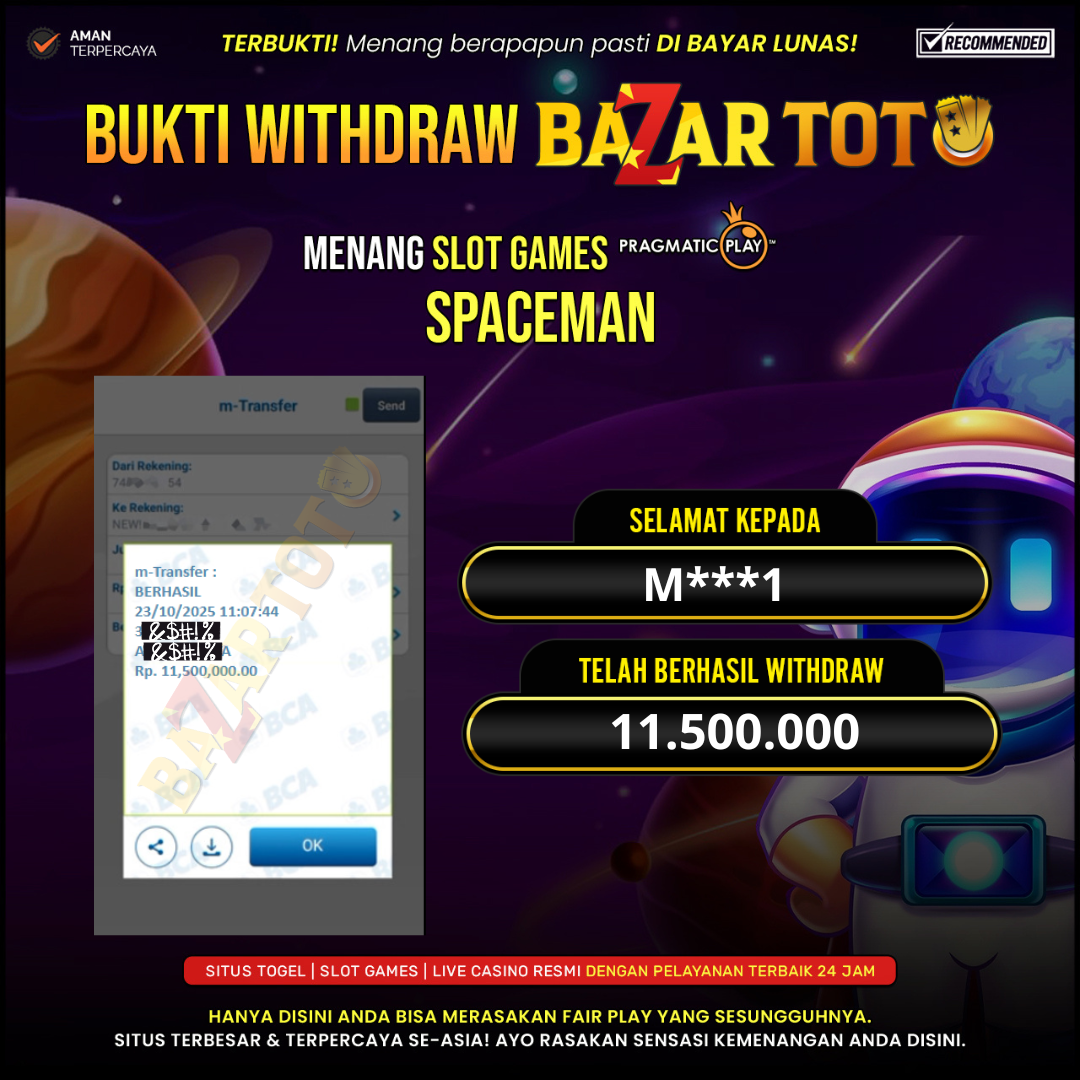 BAZARTOTO - JACKPOT SLOT SPACEMAN Rp.11.500.000.,- LUNAS