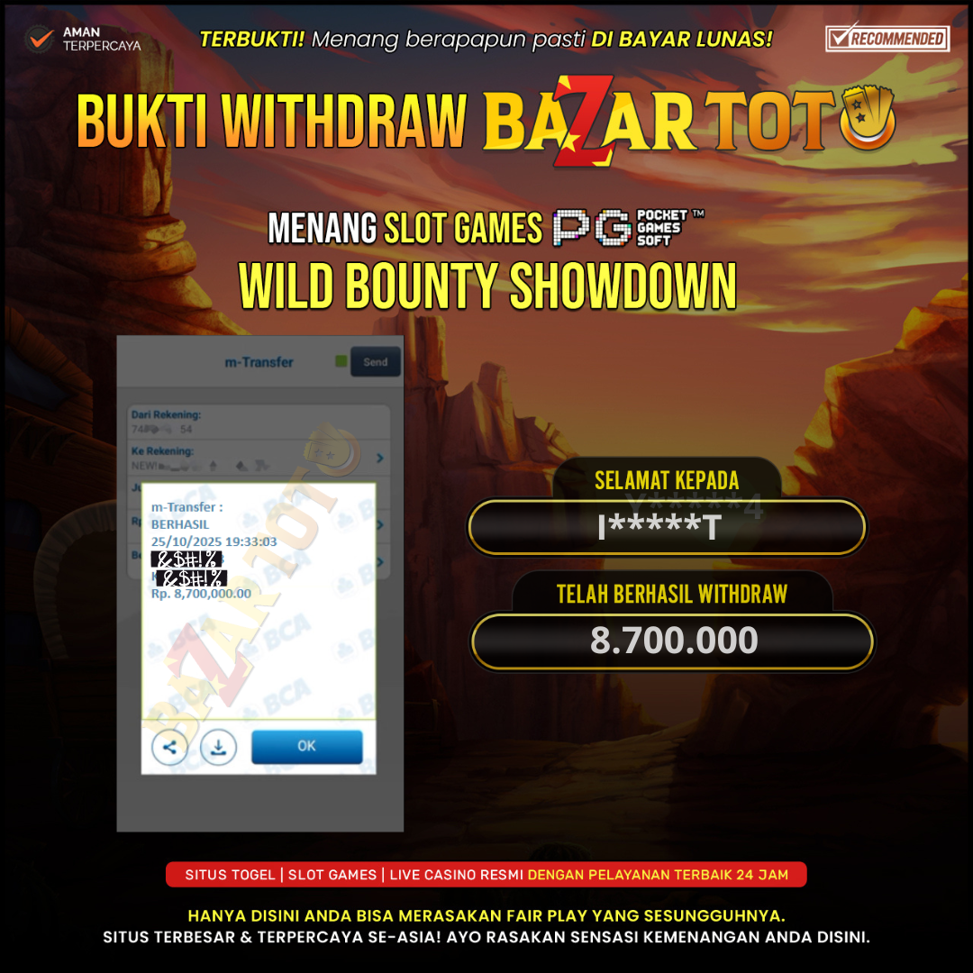 BAZARTOTO - JACKPOT SLOT WILD BOUNTY SHOWDOWN Rp.8.700.000.,- LUNAS