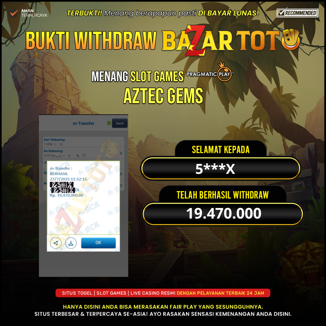 BAZARTOTO - JACKPOT SLOT AZTEC GEMS Rp.19.470.000.,- LUNAS