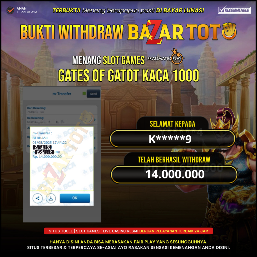 BAZARTOTO - JACKPOT SLOT GATES OF GATOT KACA 1000 Rp.14.000.000.,- LUNAS