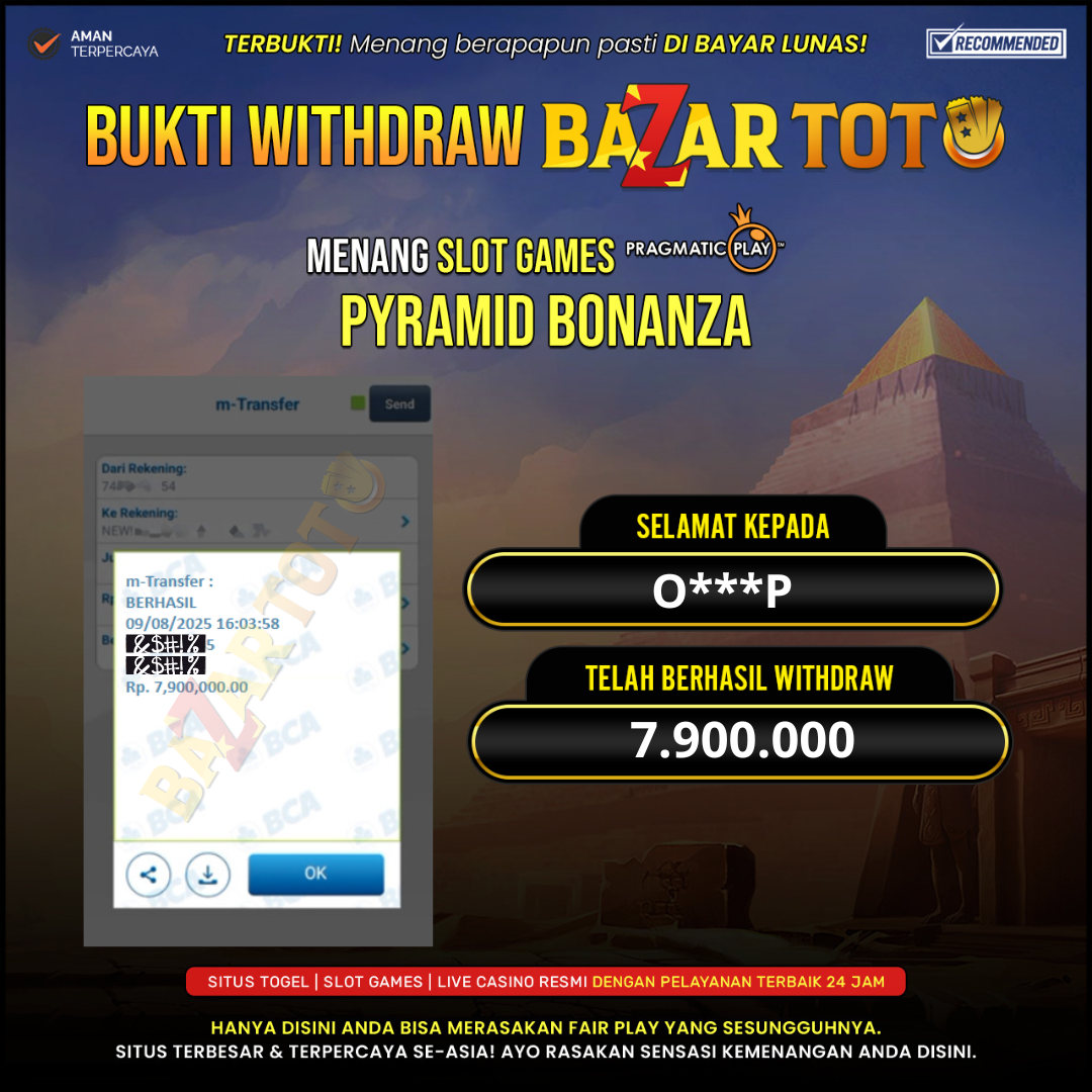 BAZARTOTO - JACKPOT SLOT PYRAMID BONANZA Rp.7.900.000.,- LUNAS