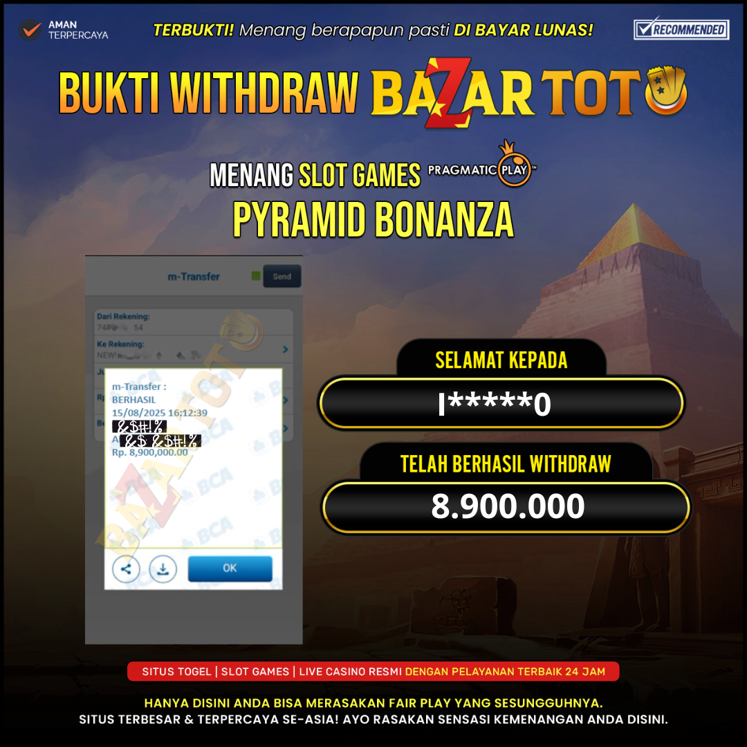BAZARTOTO - JACKPOT SLOT PYRAMID BONANZA Rp.8.900.000.,- LUNAS