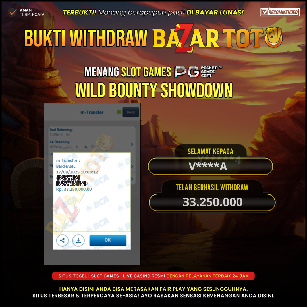 BAZARTOTO - JACKPOT SLOT WILD BOUNTY SHOWDOWN Rp.33.250.000.,- LUNAS