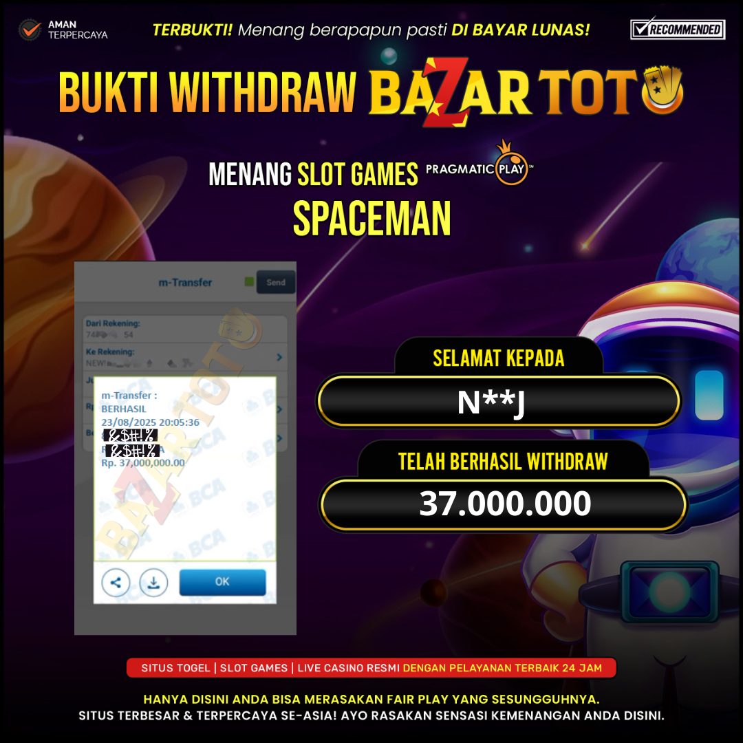 BAZARTOTO - JACKPOT SLOT SPACEMAN Rp.37.000.000.,- LUNAS