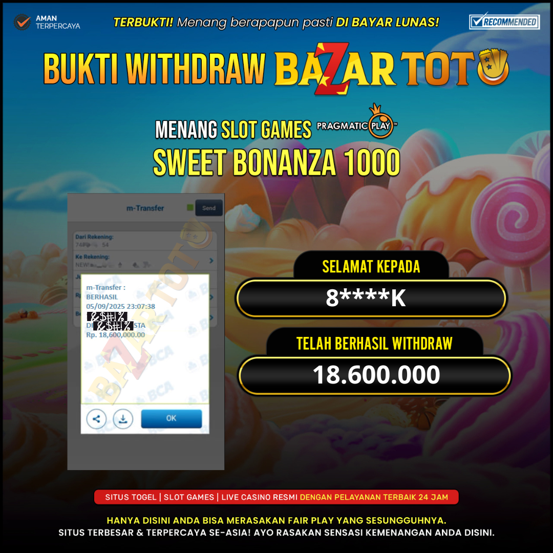 BAZARTOTO - JACKPOT SLOT SWEET BONANZA 1000 Rp.18.600.000.,- LUNAS