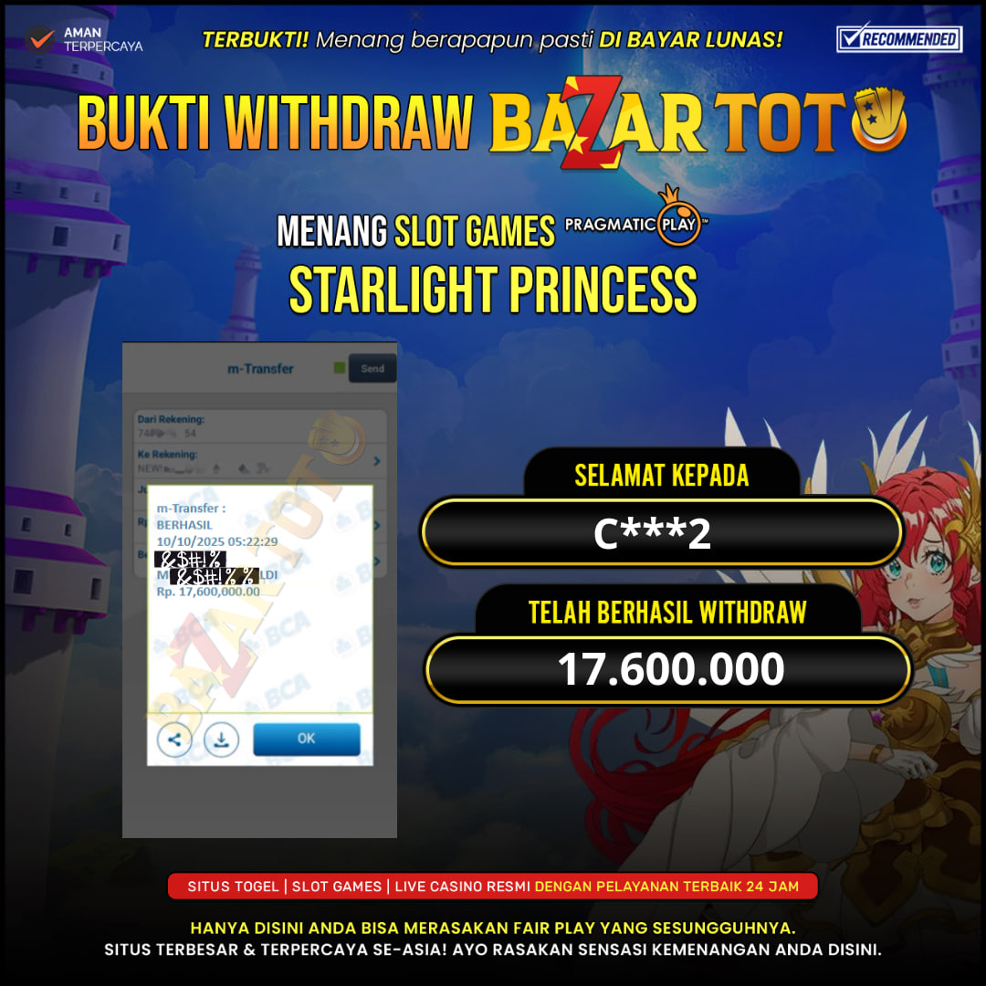 BAZARTOTO - JACKPOT SLOT STARLIGHT PRINCESS Rp.17.600.000.,- LUNAS
