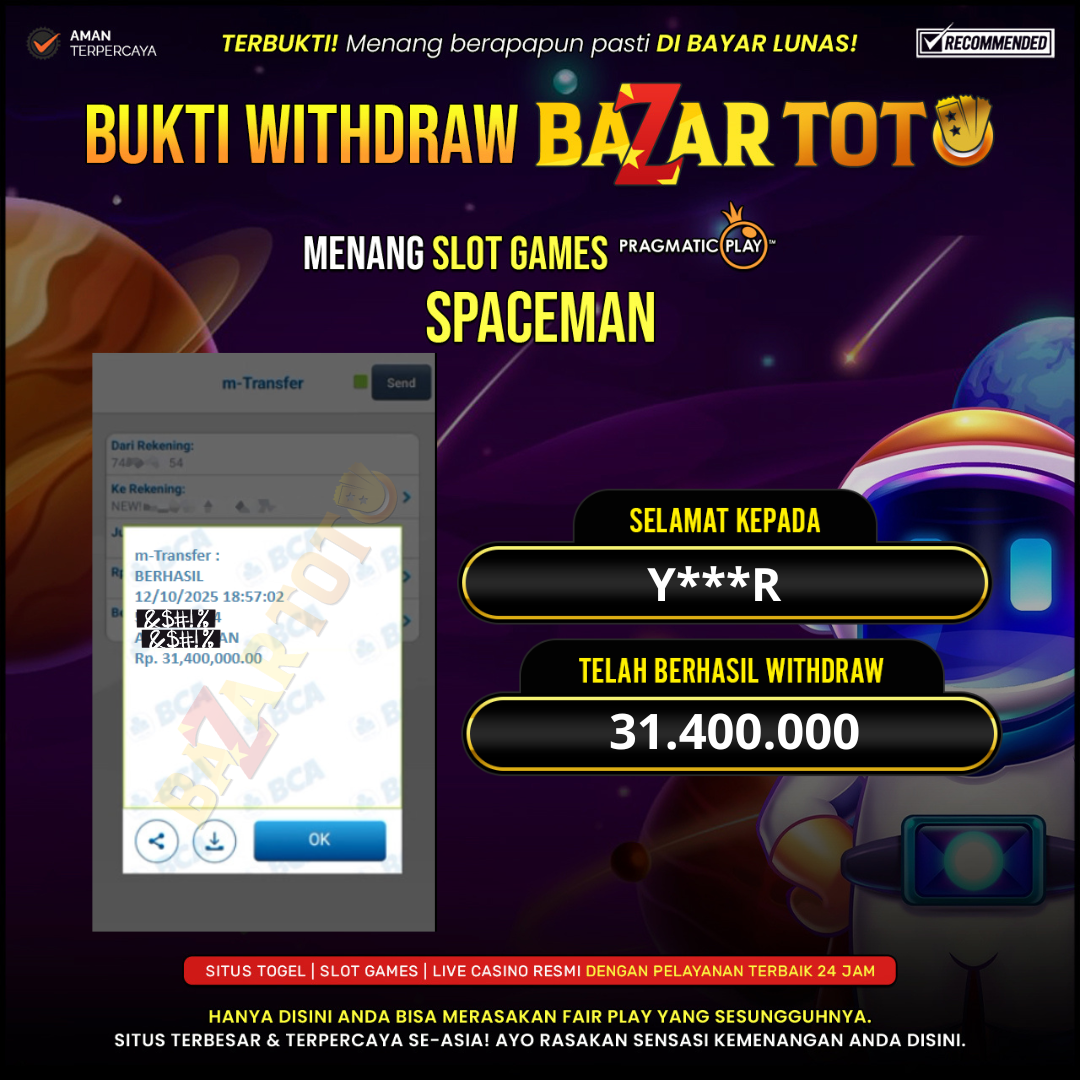BAZARTOTO - JACKPOT SLOT SPACEMAN Rp.31.400.000.,- LUNAS