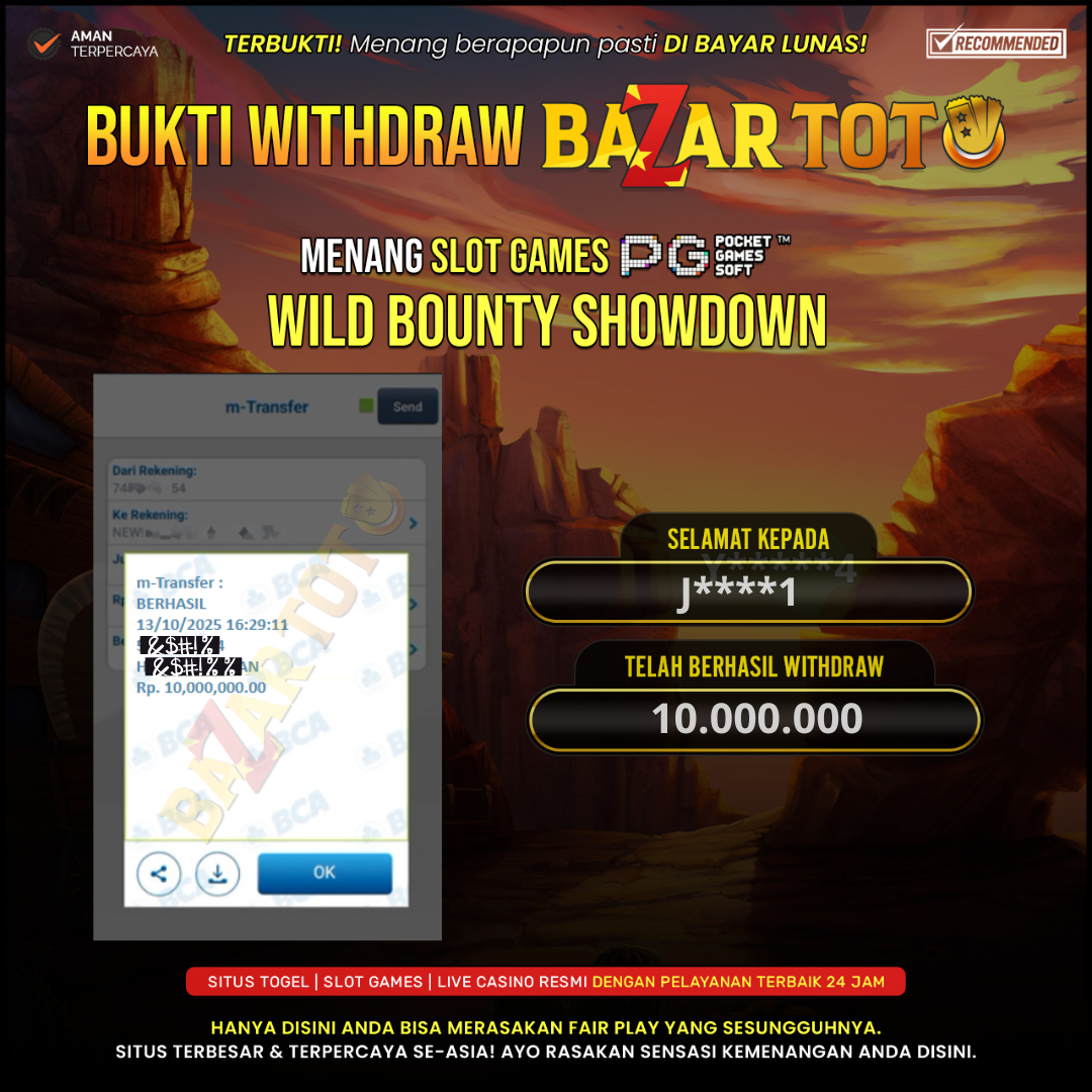 BAZARTOTO - JACKPOT SLOT WILD BOUNTY SHOWDOWN Rp.10.000.000.,- LUNAS