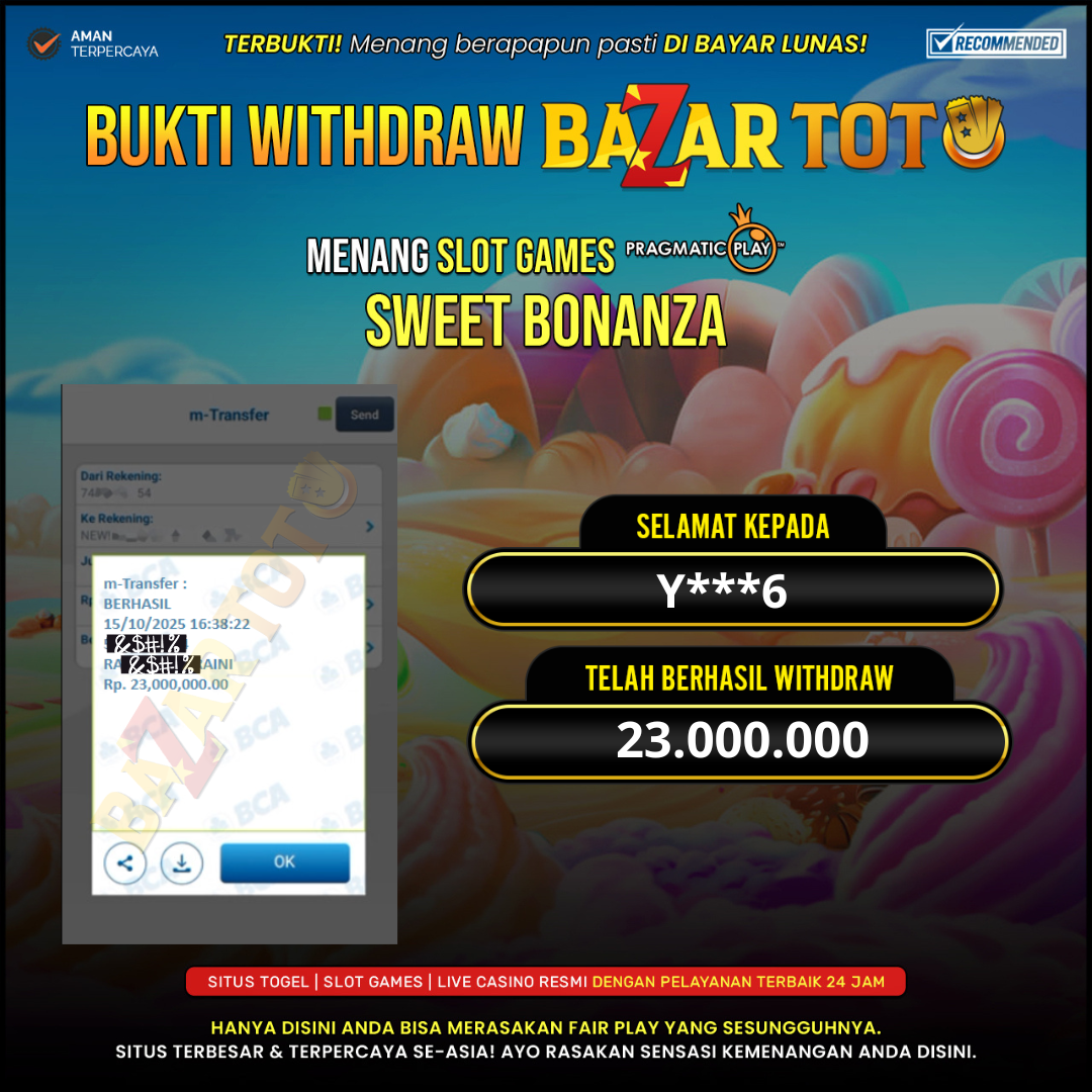BAZARTOTO - JACKPOT SLOT SWEET BONANZA Rp.23.000.000.,- LUNAS