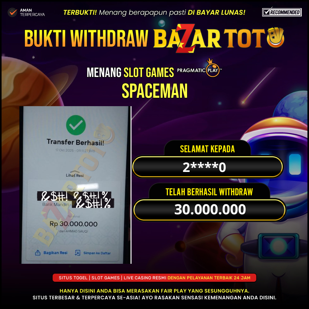 BAZARTOTO - JACKPOT SLOT SPACEMAN Rp.30.000.000.,- LUNAS