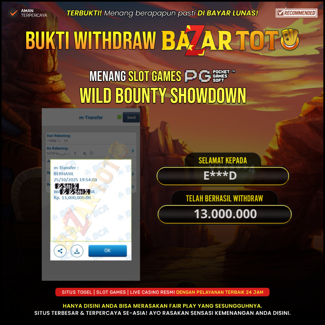 BAZARTOTO - JACKPOT SLOT WILD BOUNTY SHOWDOWN Rp.13.000.000.,- LUNAS