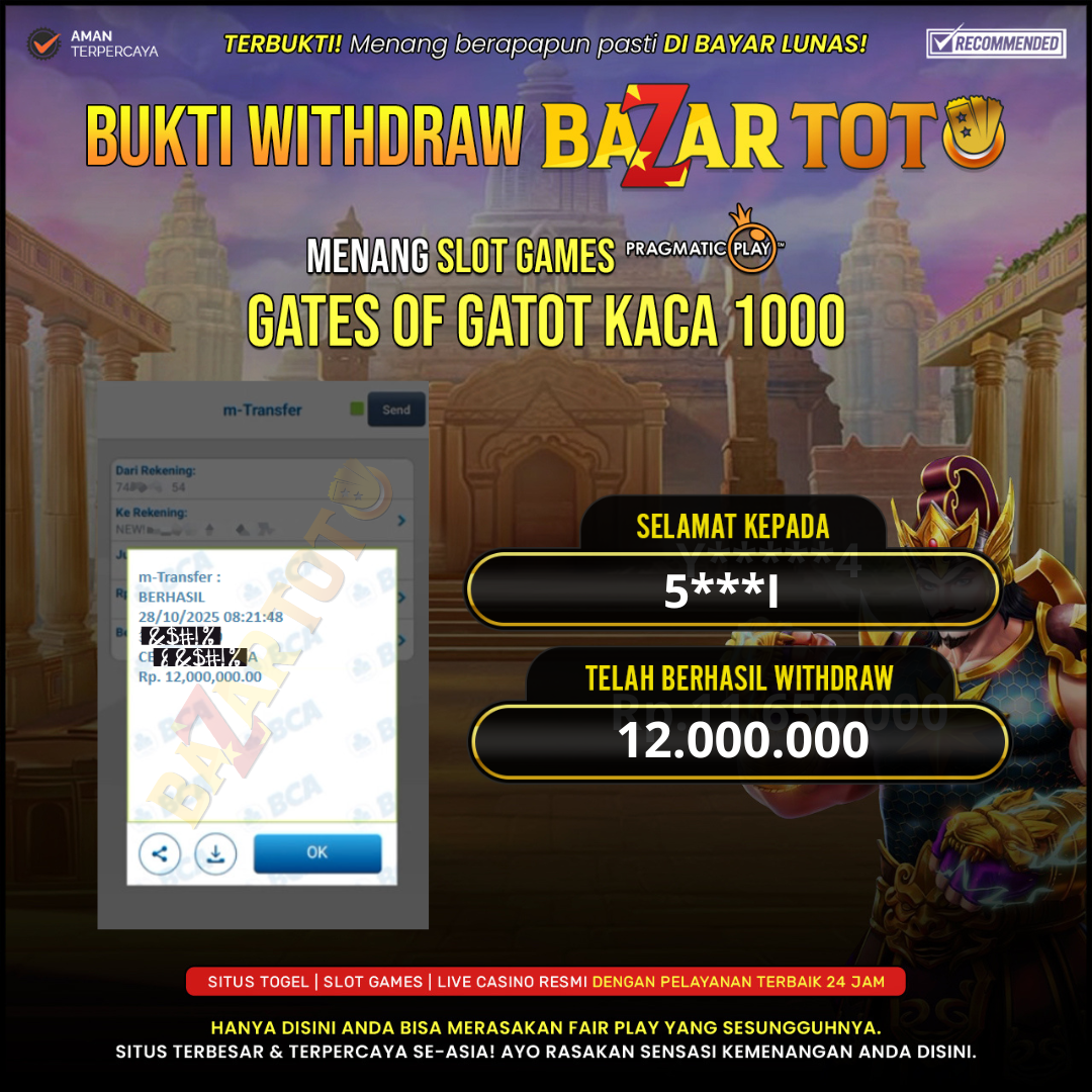 BAZARTOTO - JACKPOT SLOT GATES OF GATOT KACA 1000 Rp.12.000.000.,- LUNAS