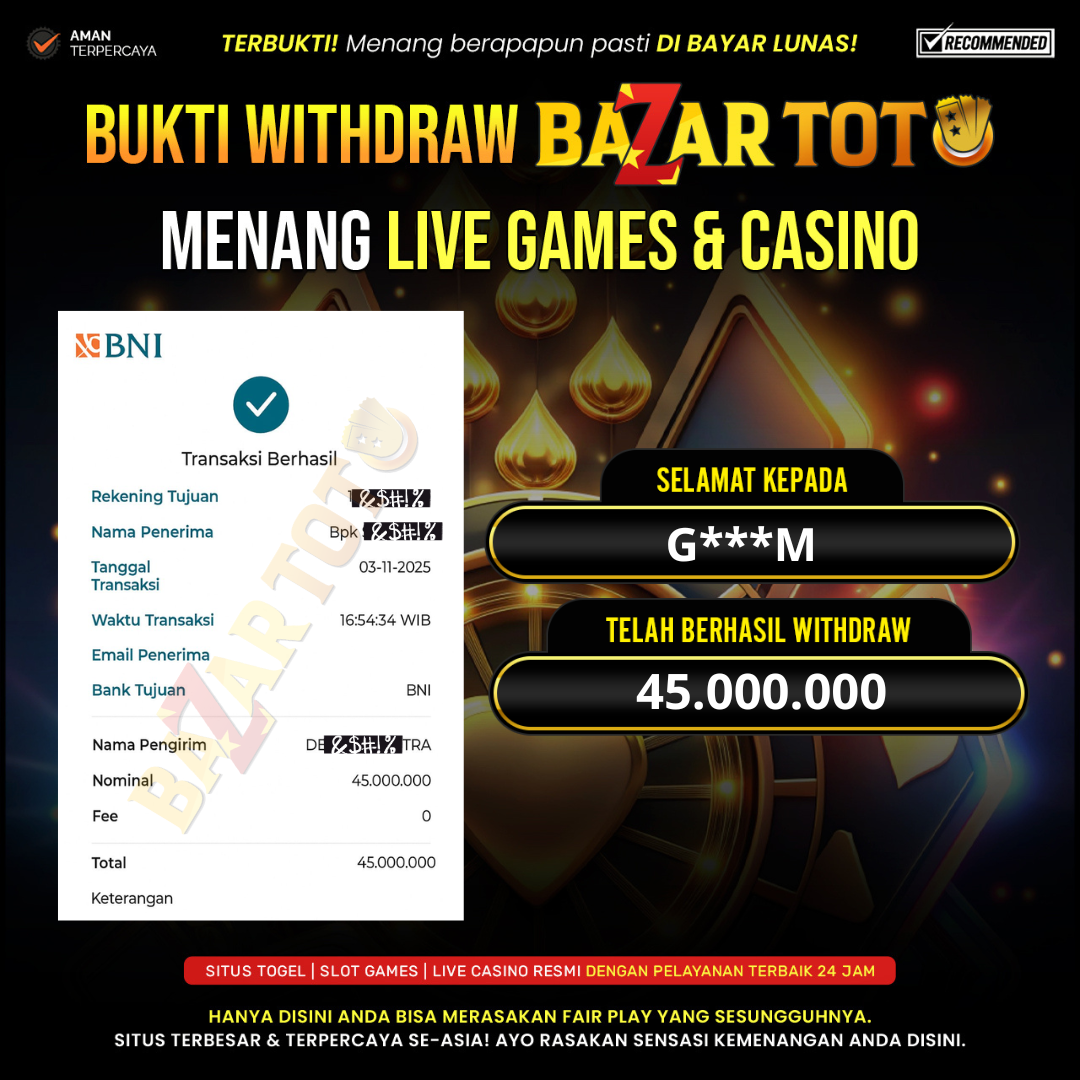 BAZARTOTO - JACKPOT LIVE CASINO BACCARAT Rp.45.000.000.,- LUNAS