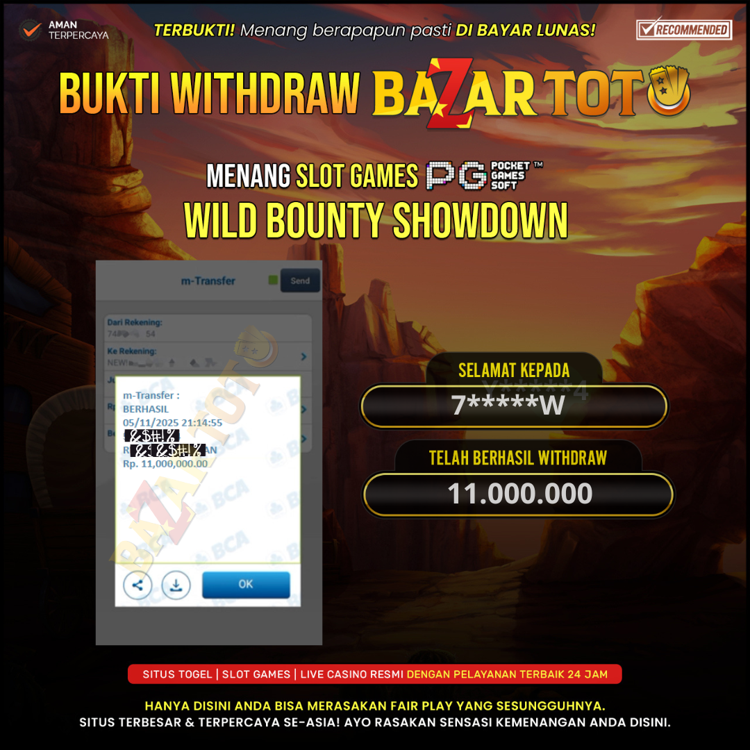 BAZARTOTO - JACKPOT SLOT MAHJONG WILD BOUNTY SHOWDOWN Rp.11.000.000.,- LUNAS