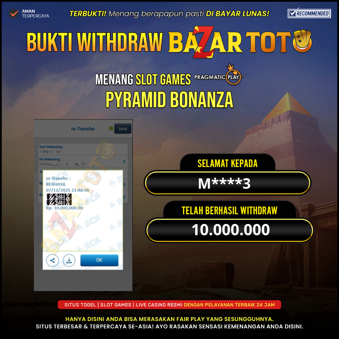 BAZARTOTO - JACKPOT SLOT PYRAMID BONANZA Rp.10.000.000.,- LUNAS