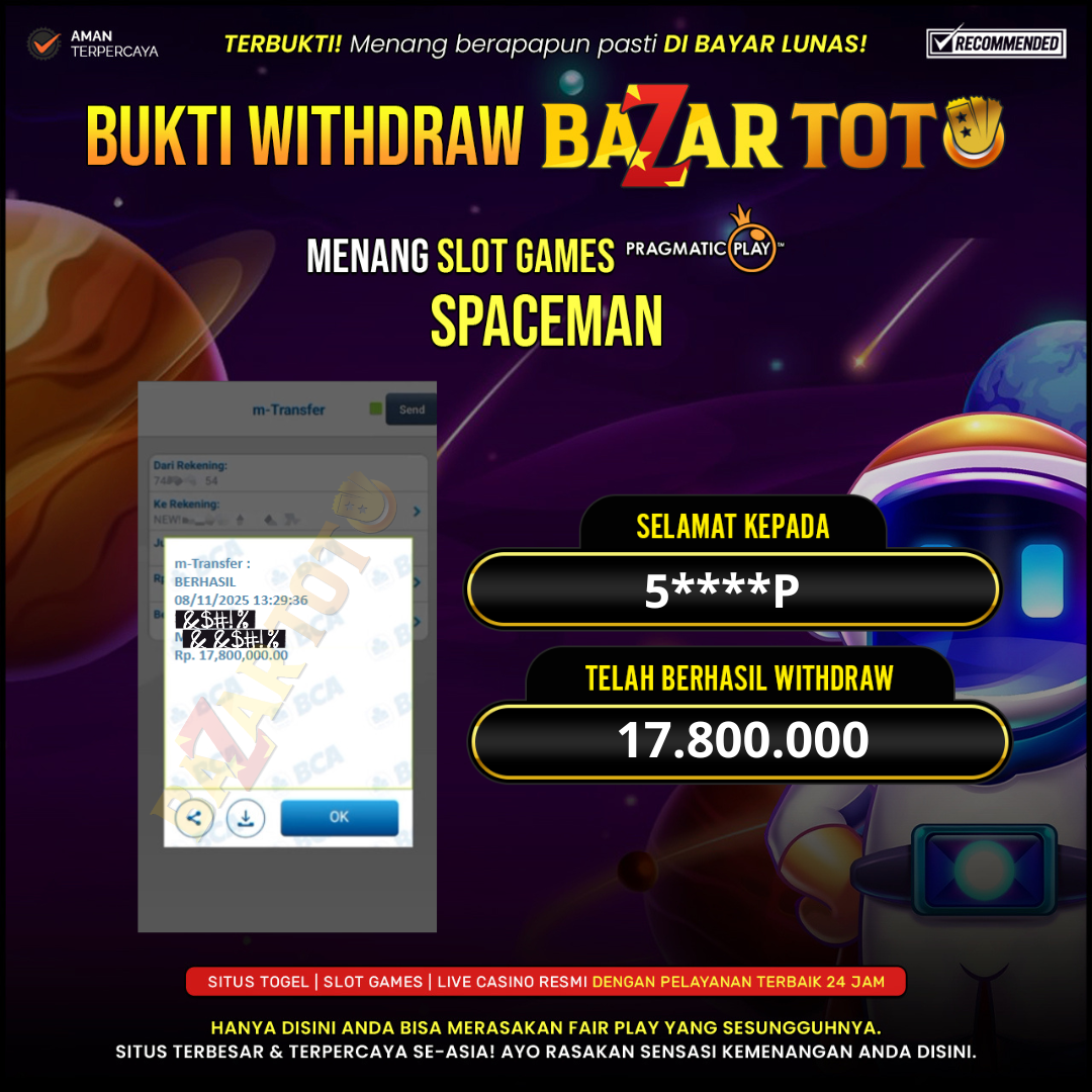 BAZARTOTO - JACKPOT SLOT SPACEMAN Rp.17.800.000.,- LUNAS