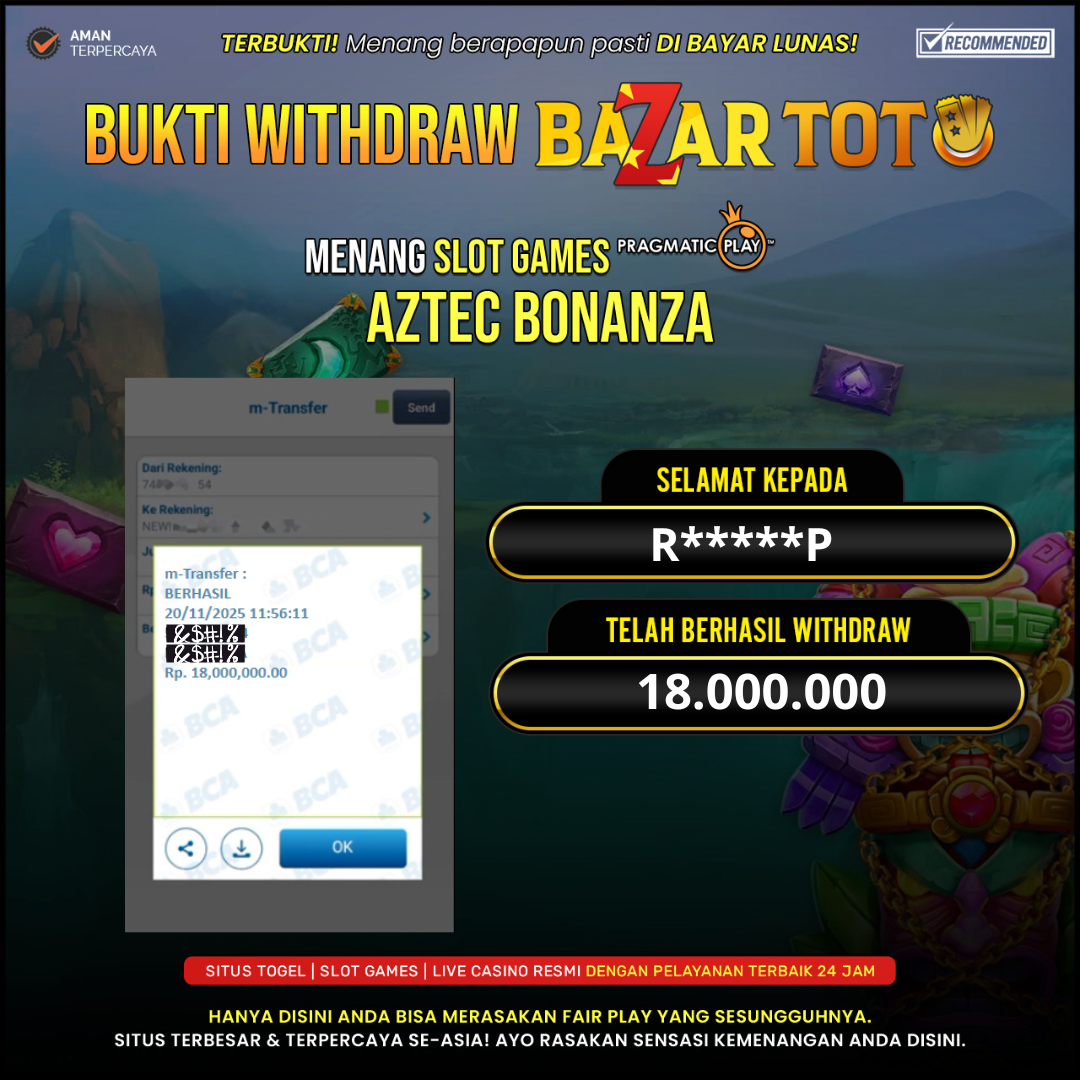 BAZARTOTO - JACKPOT SLOT AZTEC BONANZA Rp.18.000.000.,- LUNAS