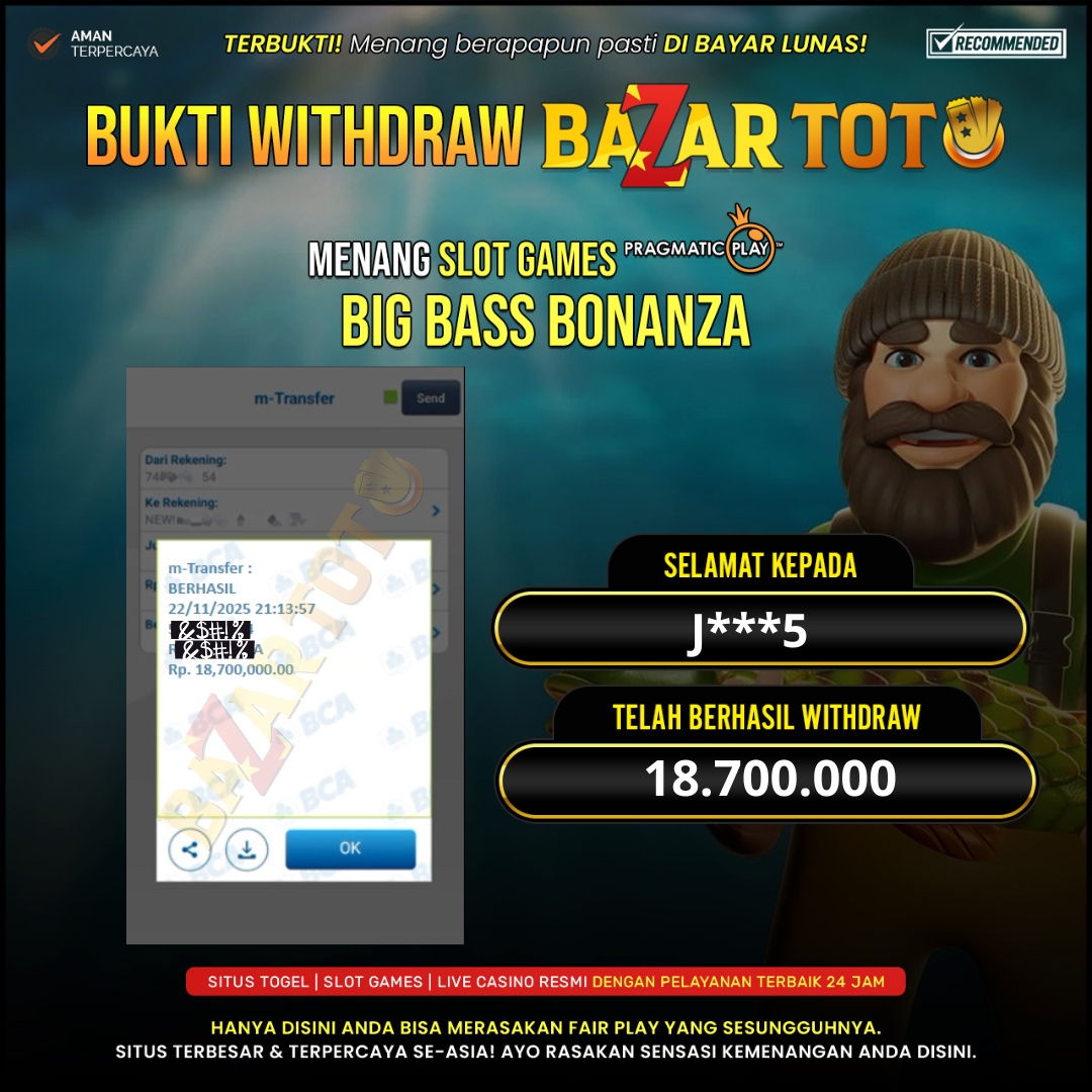 BAZARTOTO - JACKPOT SLOT BIG BASS BONANZA Rp.18.700.000.,- LUNAS