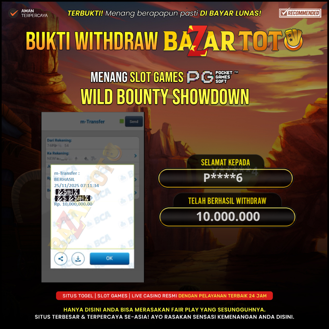 BAZARTOTO - JACKPOT SLOT WILD BOUNTY SHOWDOWN Rp.10.000.000.,- LUNAS
