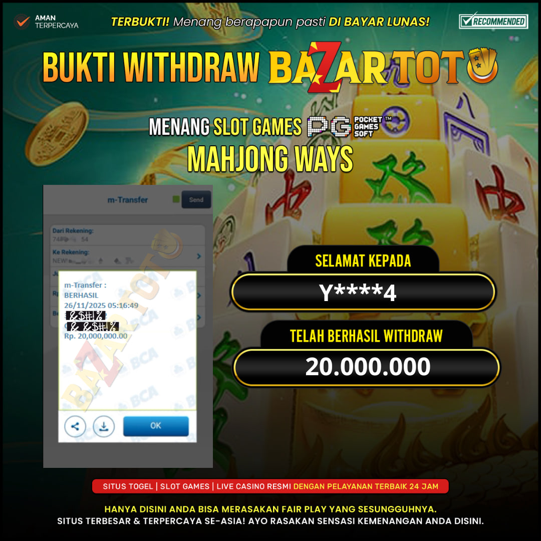 BAZARTOTO - JACKPOT SLOT MAHJONG WAYS Rp.20.000.000.,- LUNAS