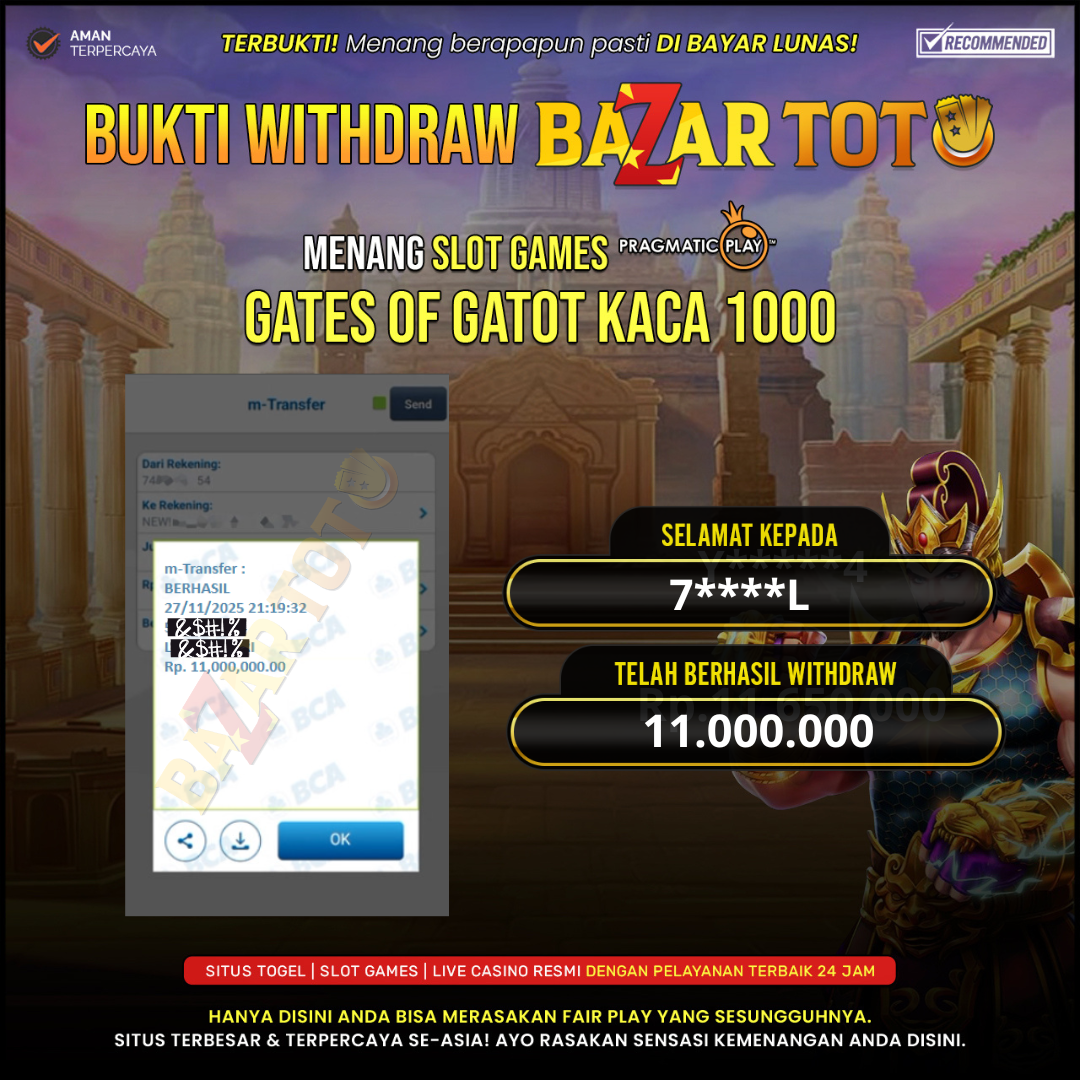 BAZARTOTO - JACKPOT SLOT GATES OF GATOT KACA 1000 Rp.11.000.000.,- LUNAS