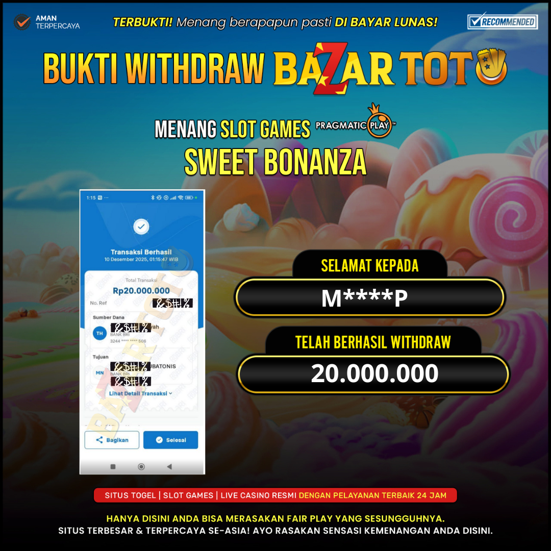 BAZARTOTO - JACKPOT SLOT SWEET BONANZA Rp.20.000.000.,- LUNAS