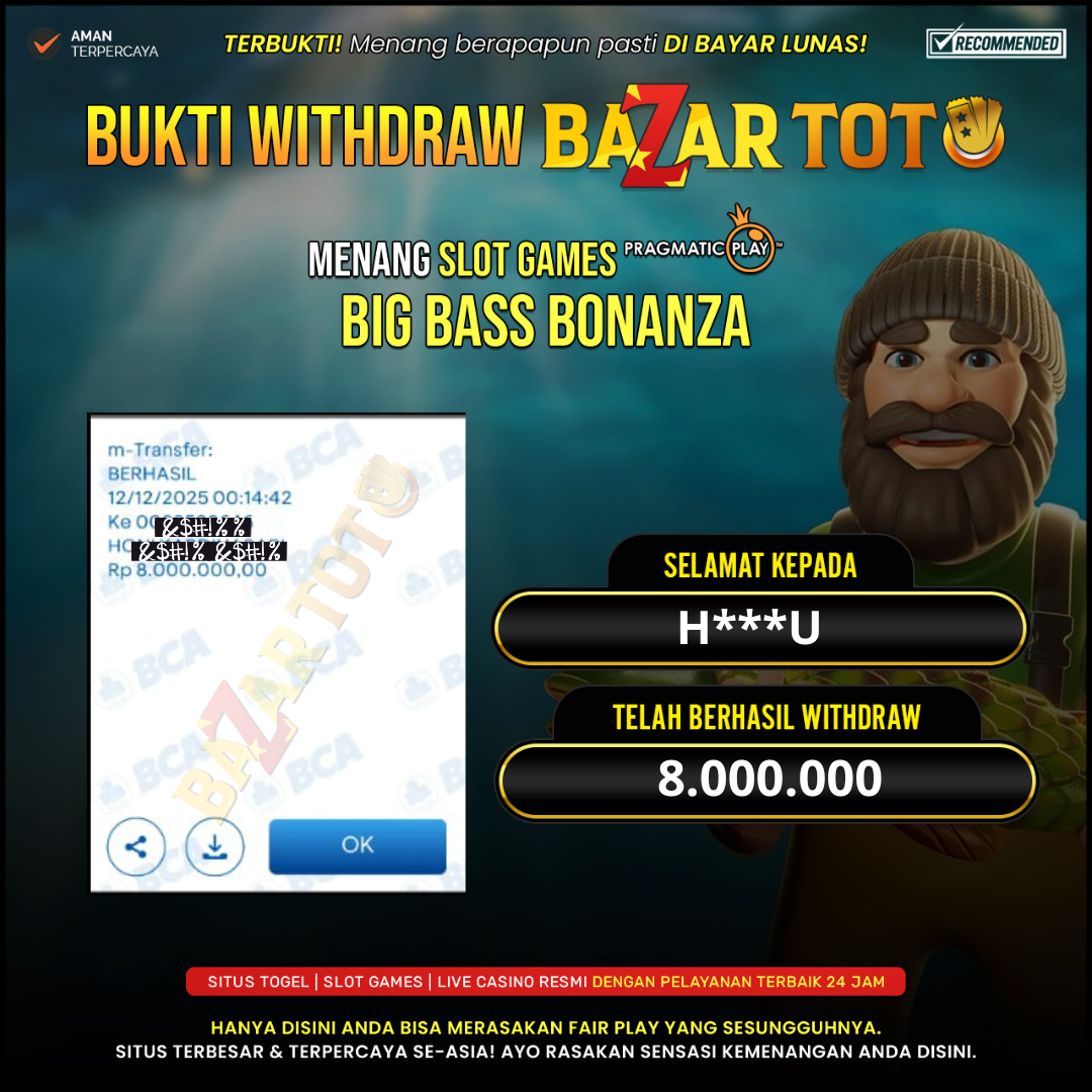 BAZARTOTO - JACKPOT SLOT BIG BASS BONANZA Rp.8.000.000.,- LUNAS