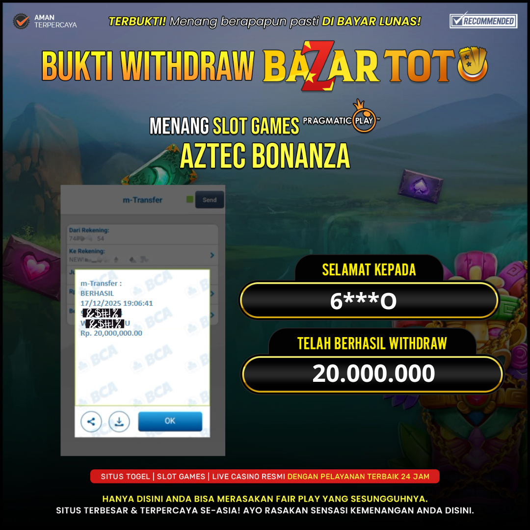 BAZARTOTO - JACKPOT SLOT AZTEC BONANZA Rp.20.000.000.,- LUNAS
