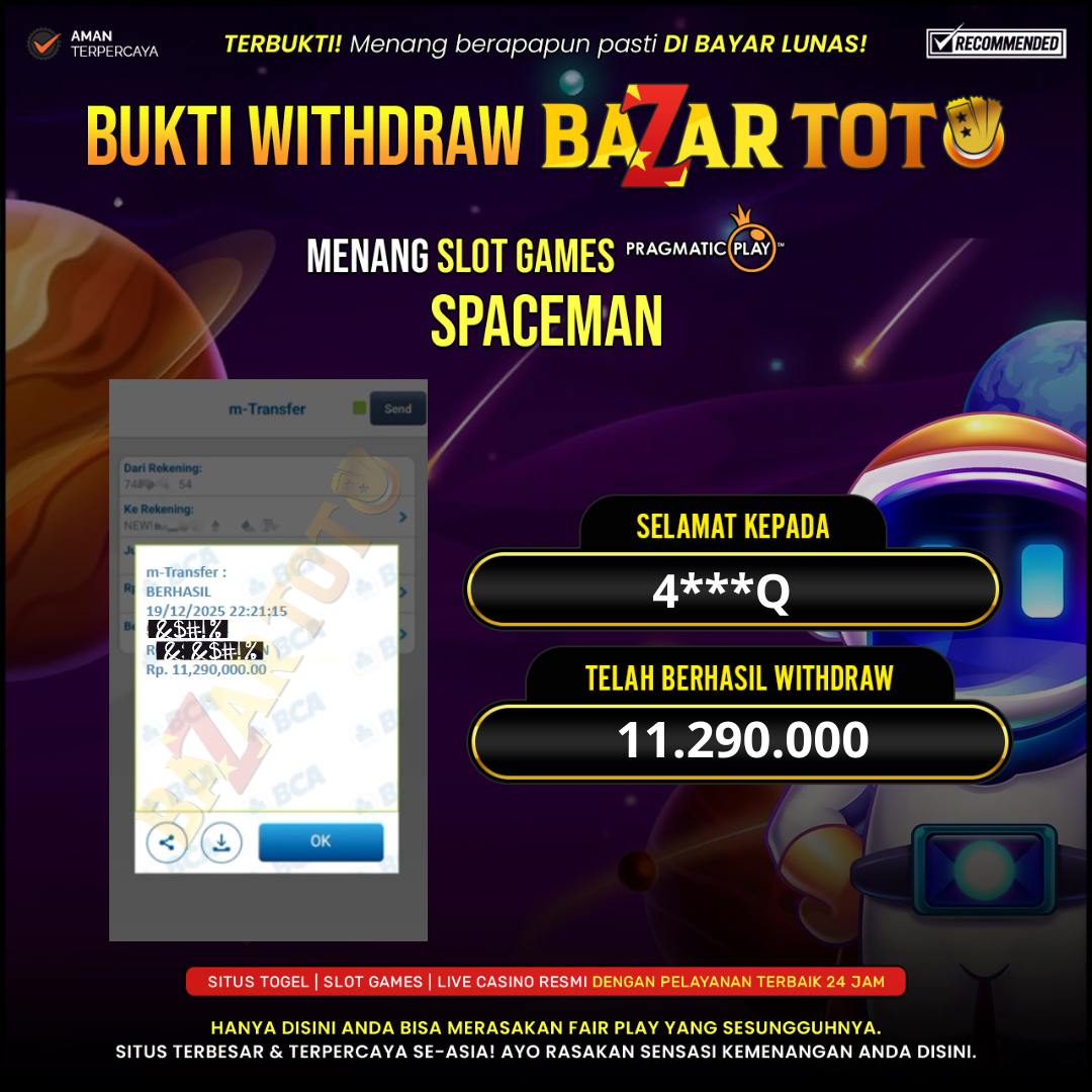 BAZARTOTO - JACKPOT SLOT SPACEMAN Rp.11.290.000.,- LUNAS