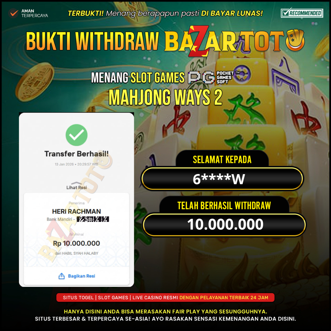 BAZARTOTO - JACKPOT SLOT MAHJONG WAYS 2 Rp.10.000.000.,- LUNAS