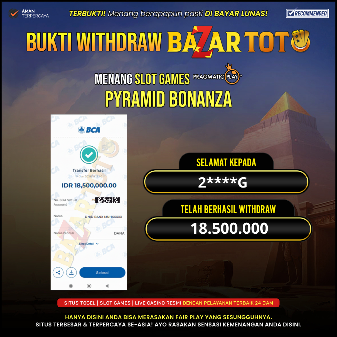 BAZARTOTO - JACKPOT SLOT PYRAMID BONANZA Rp.18.500.000.,- LUNAS