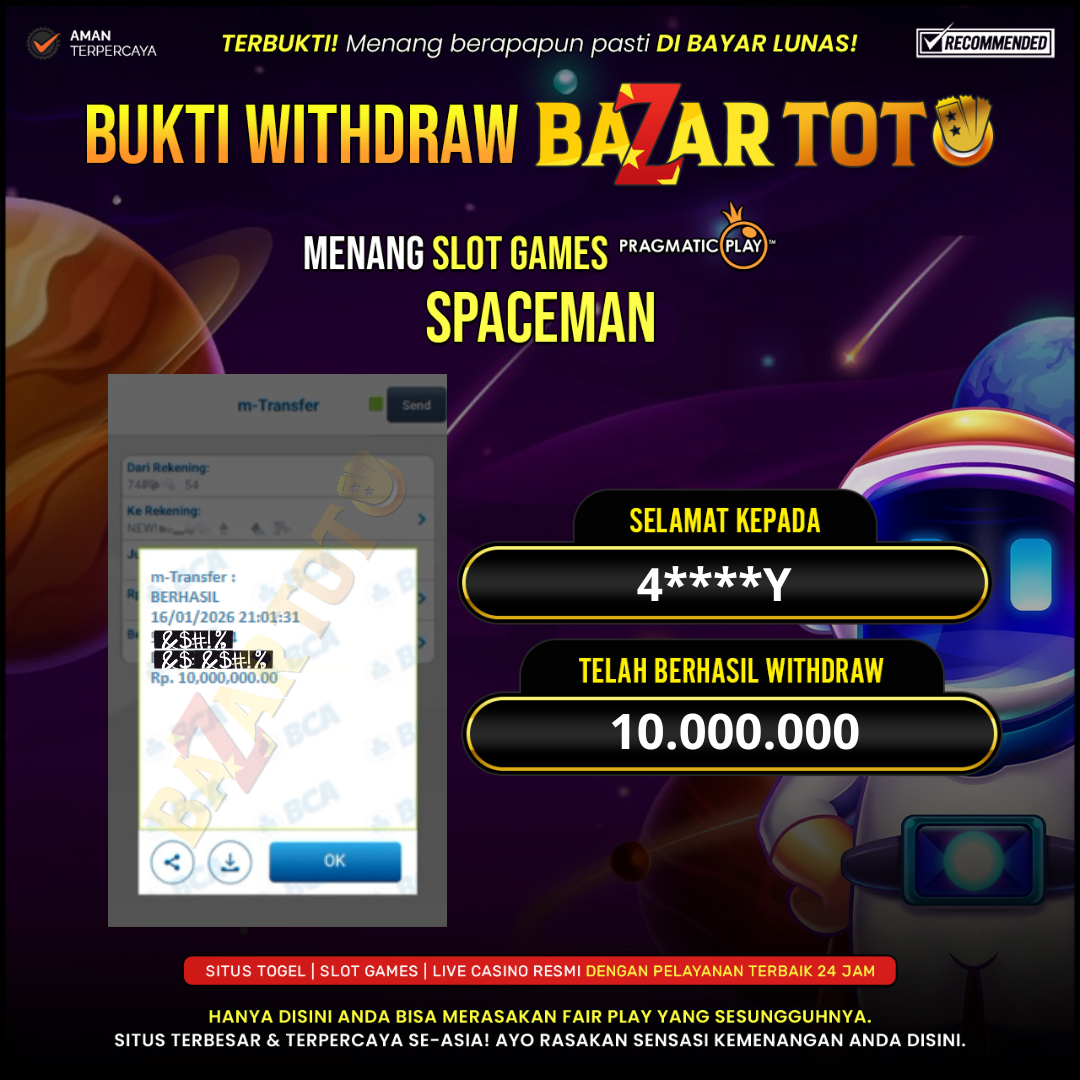 BAZARTOTO - JACKPOT SLOT SPACEMAN Rp.10.000.000.,- LUNAS