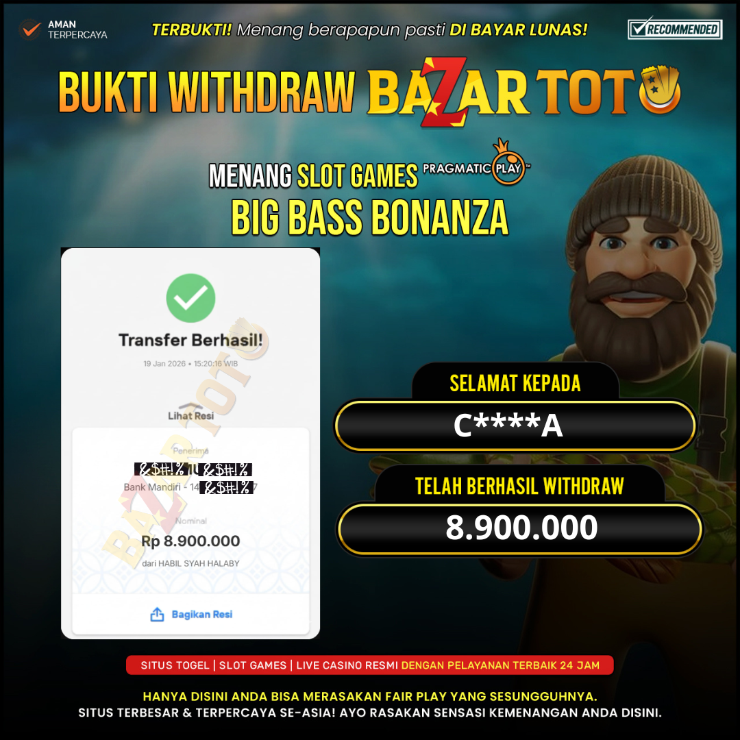 BAZARTOTO - JACKPOT SLOT BIG BASS BONANZA Rp.8.900.000.,- LUNAS