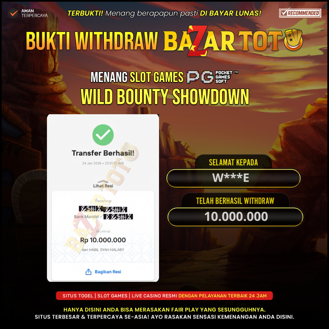 BAZARTOTO - JACKPOT SLOT WILD BOUNTY SHOWDOWN Rp.10.000.000.,- LUNAS