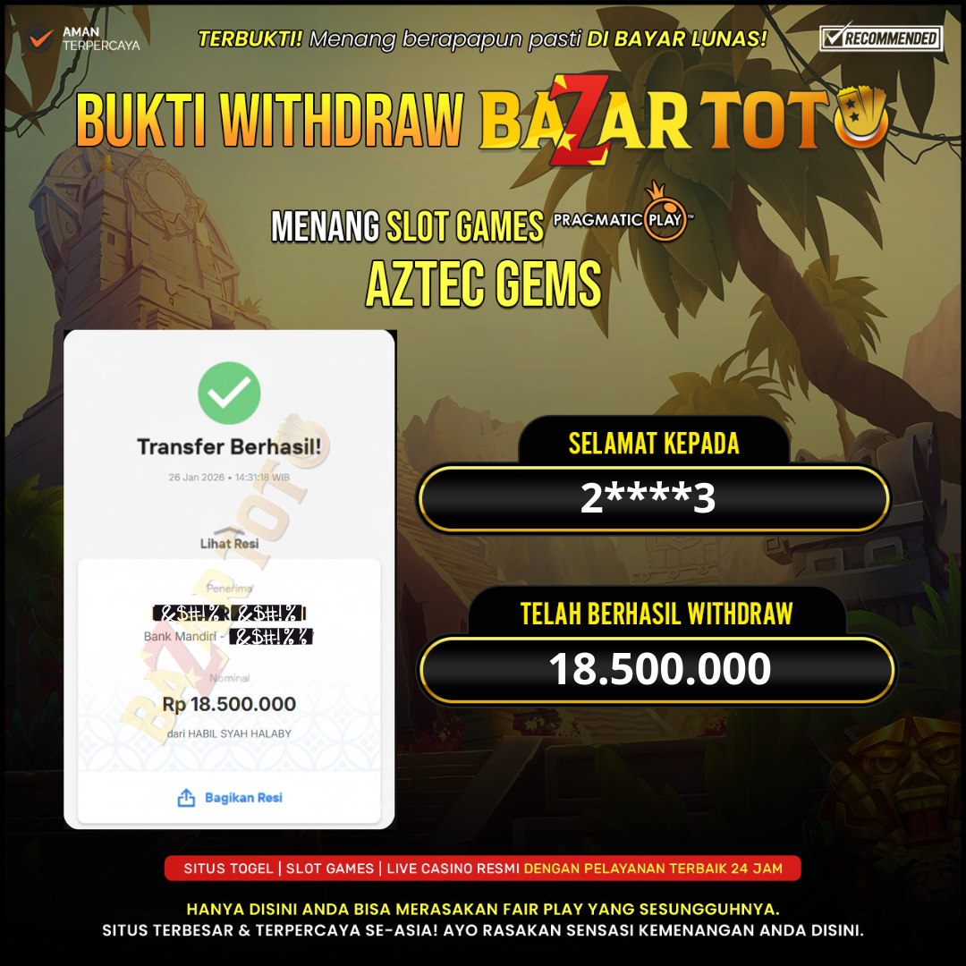 BAZARTOTO - JACKPOT SLOT AZTEC GEMS Rp.18.500.000.,- LUNAS