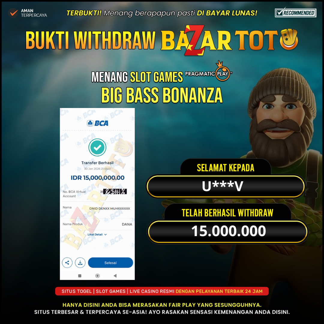 BAZARTOTO - JACKPOT SLOT BIG BASS BONANZA Rp.15.000.000.,- LUNAS