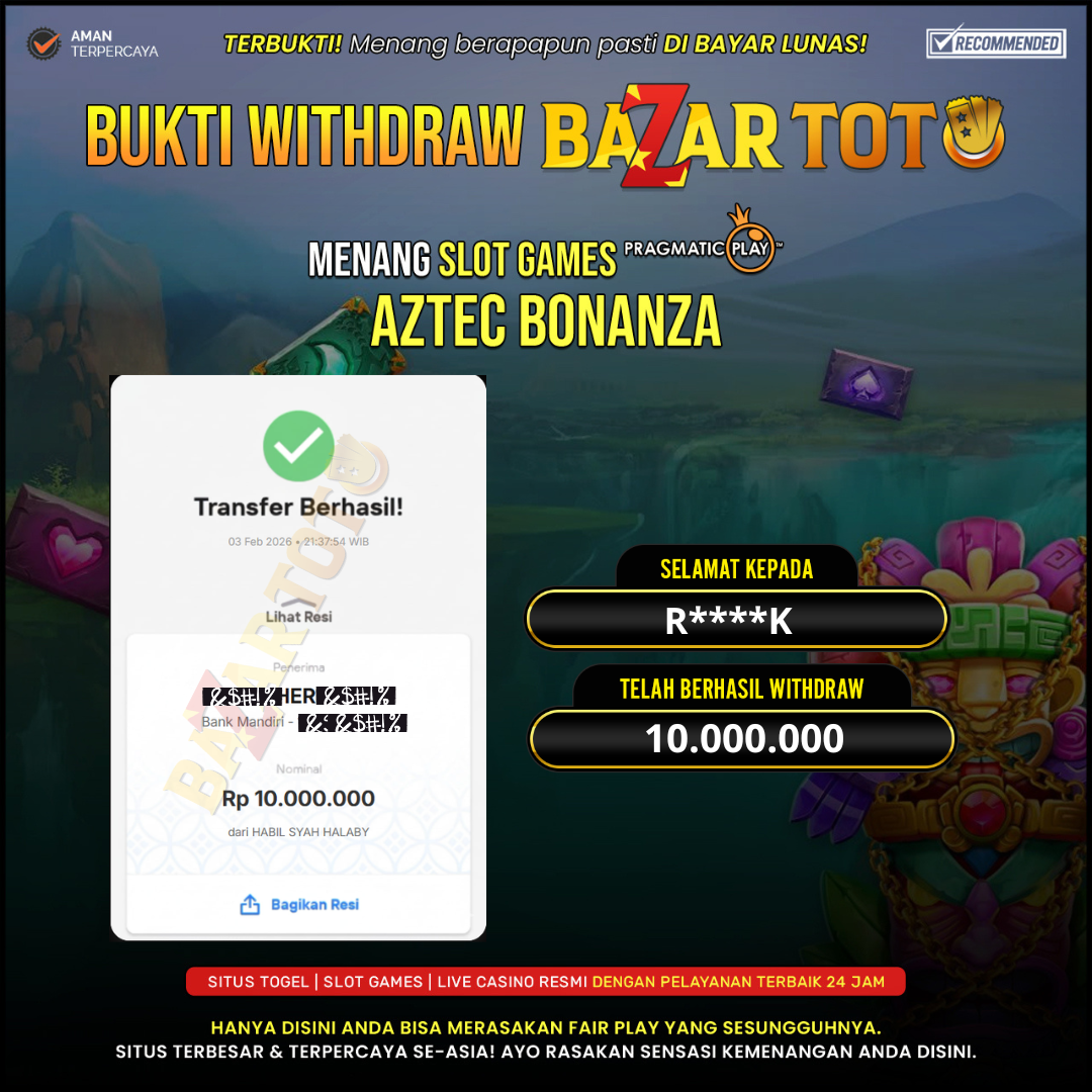 BAZARTOTO - JACKPOT SLOT AZTEC BONANZA Rp.10.000.000.,- LUNAS