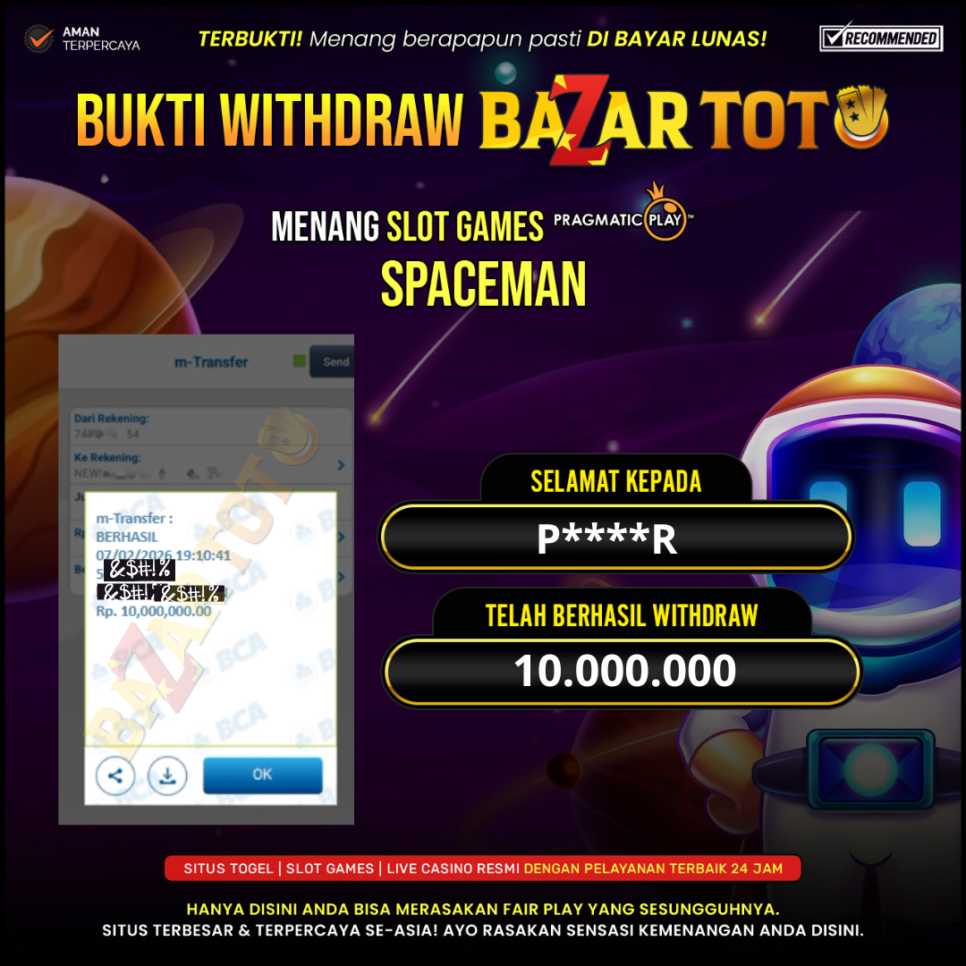 BAZARTOTO - JACKPOT SLOT SPACEMAN Rp.10.000.000.,- LUNAS