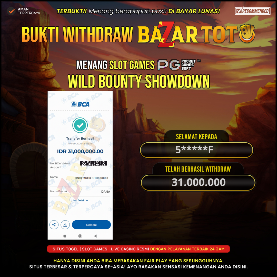 BAZARTOTO - JACKPOT SLOT WILD BOUNTY SHOWDOWN Rp.31.000.000.,- LUNAS