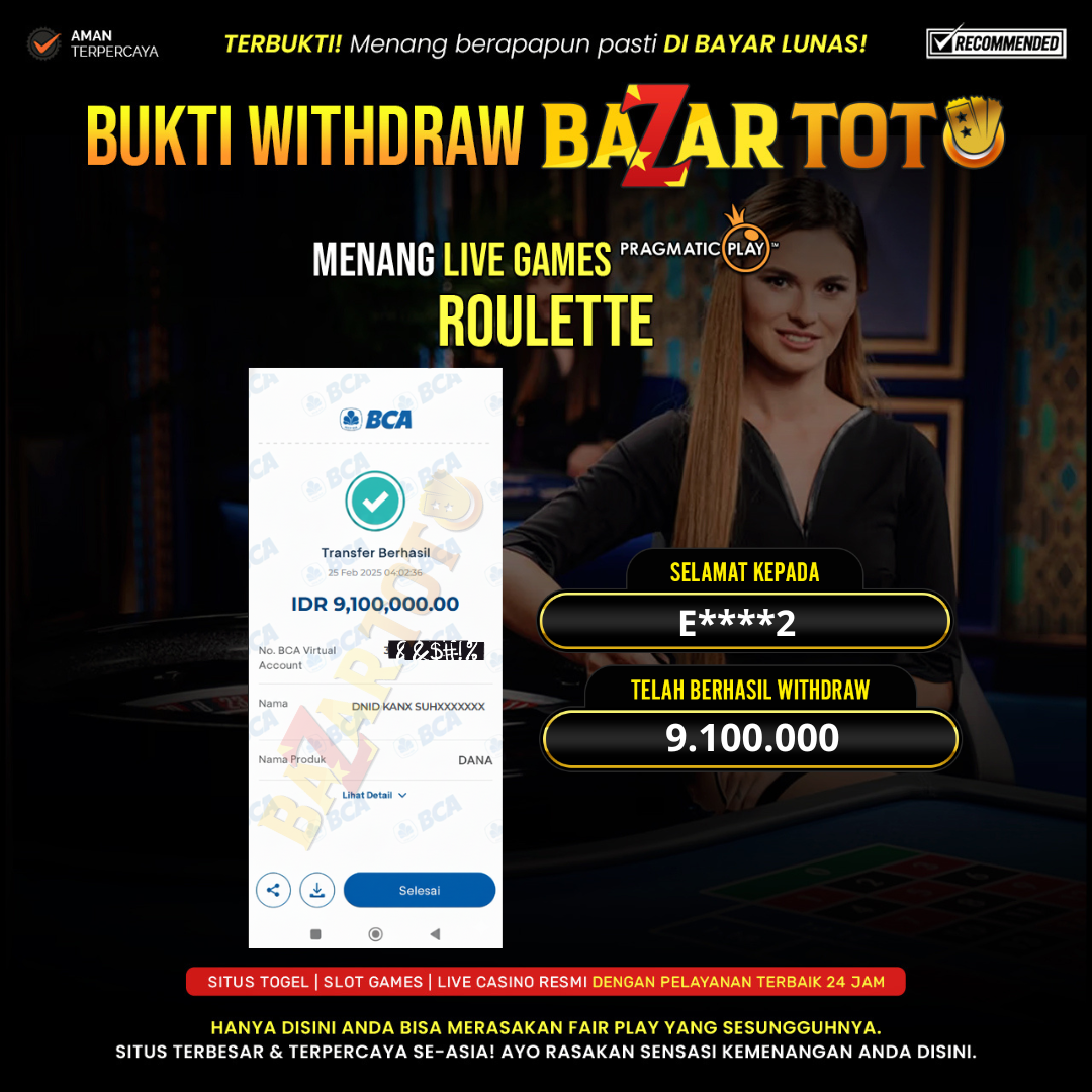 BAZARTOTO - JACKPOT LIVE GAME ROULETTE Rp.9.100.000.,- LUNAS
