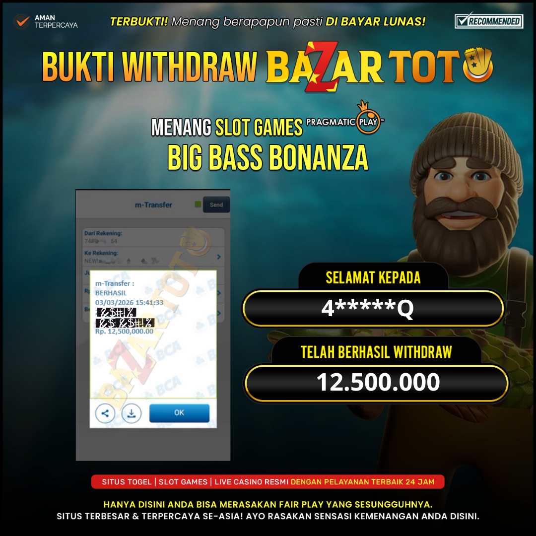 BAZARTOTO - JACKPOT SLOT BIG BASS BONANZA Rp.12.500.000.,- LUNAS